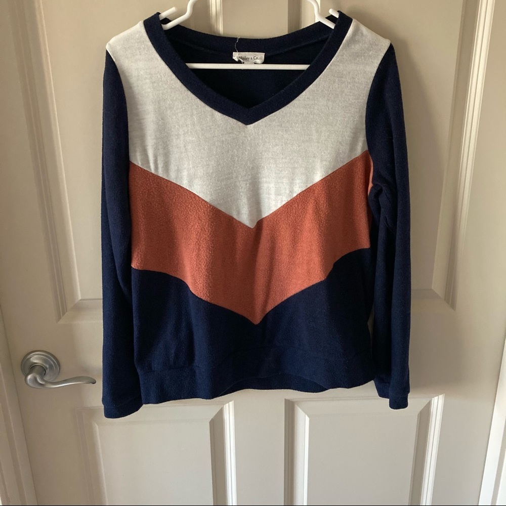 Chevron color Block Sweater